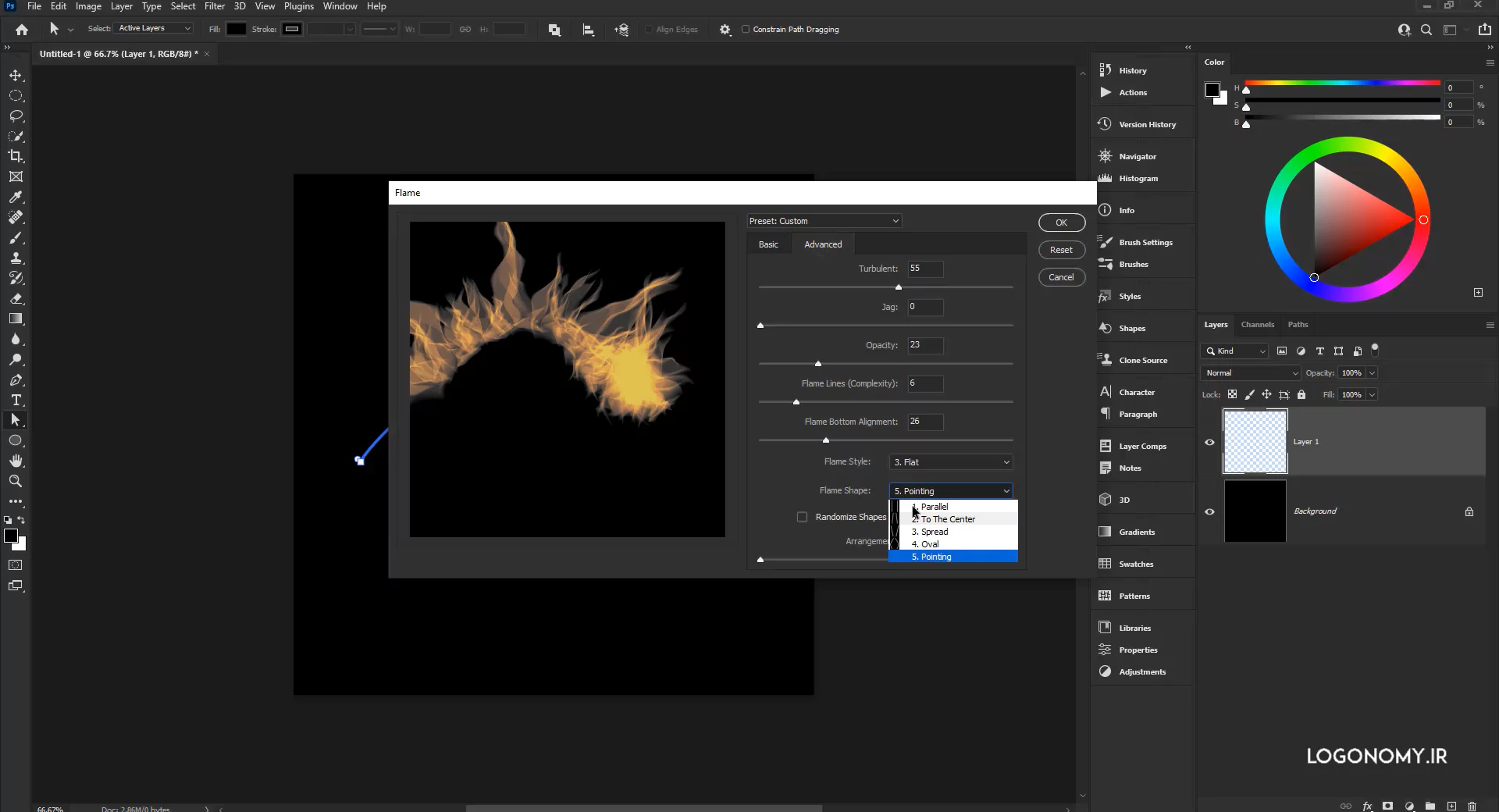 معرفی فیلترهای Flame ،Picture Frame و Tree از مجموعه فیلترهای Render در برنامه فتوشاپ